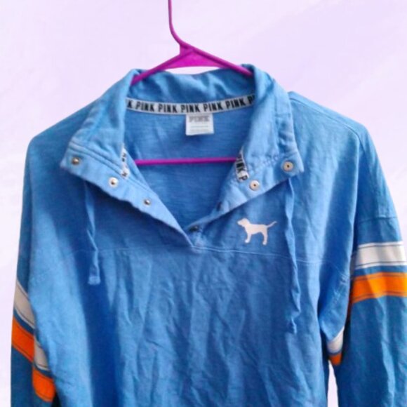 PINK Victoria's Secret drawstring collared cropped top long sleeve with dog XS - Picture 5 of 9